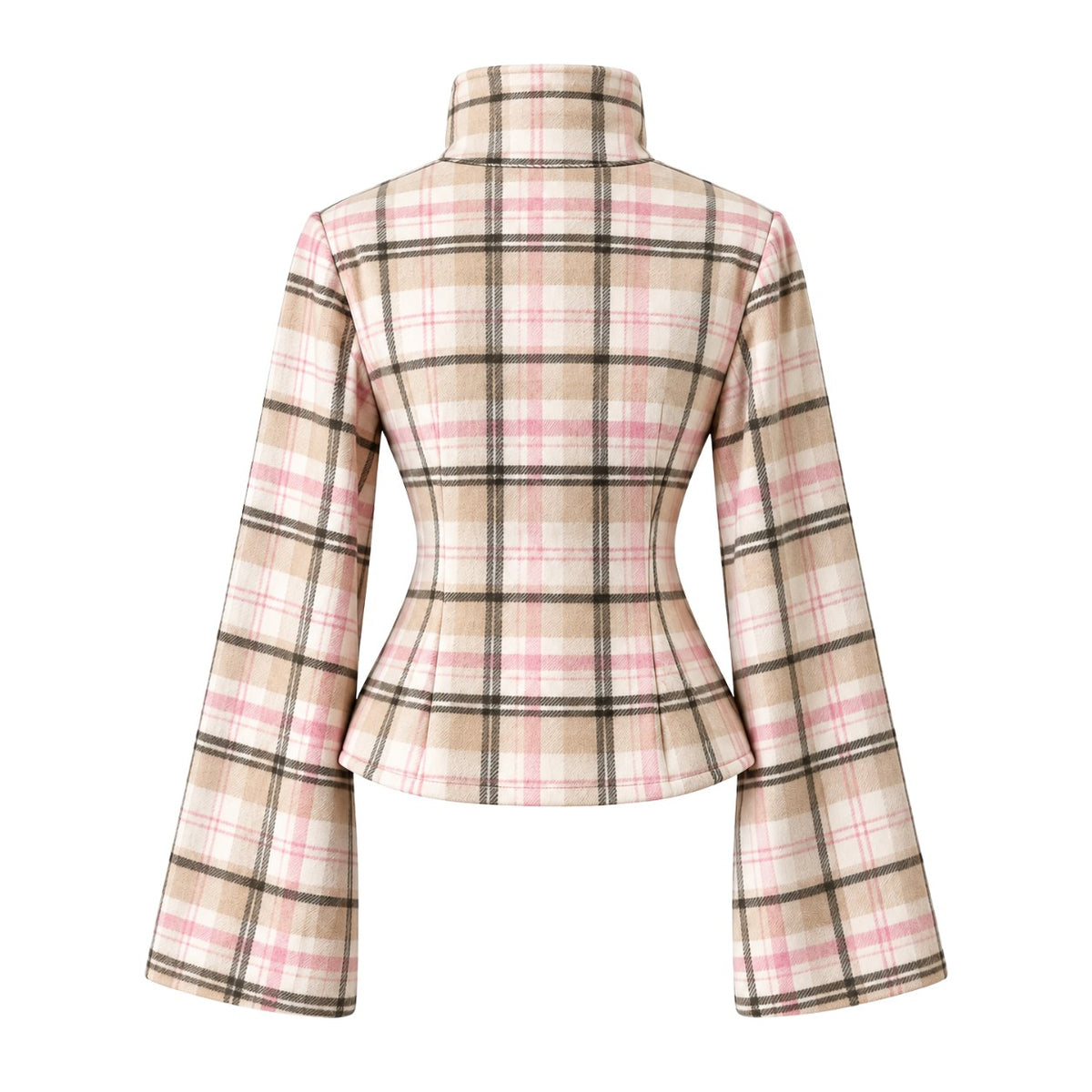 Blair Plaid Bell Sleeve Jacket - Pink Plaid