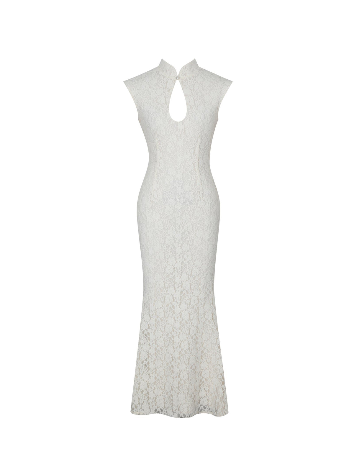 Celeste Lace Keyhole Mermaid Midi Dress - Cream