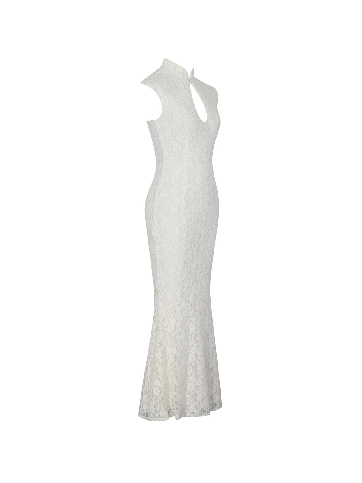 Celeste Lace Keyhole Mermaid Midi Dress - Cream