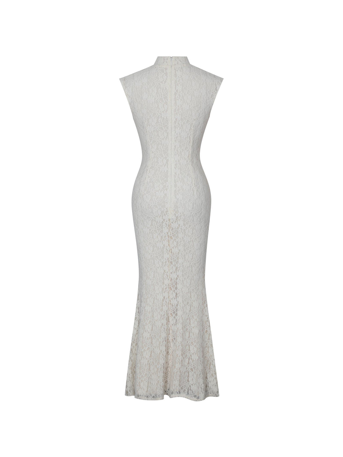Celeste Lace Keyhole Mermaid Midi Dress - Cream