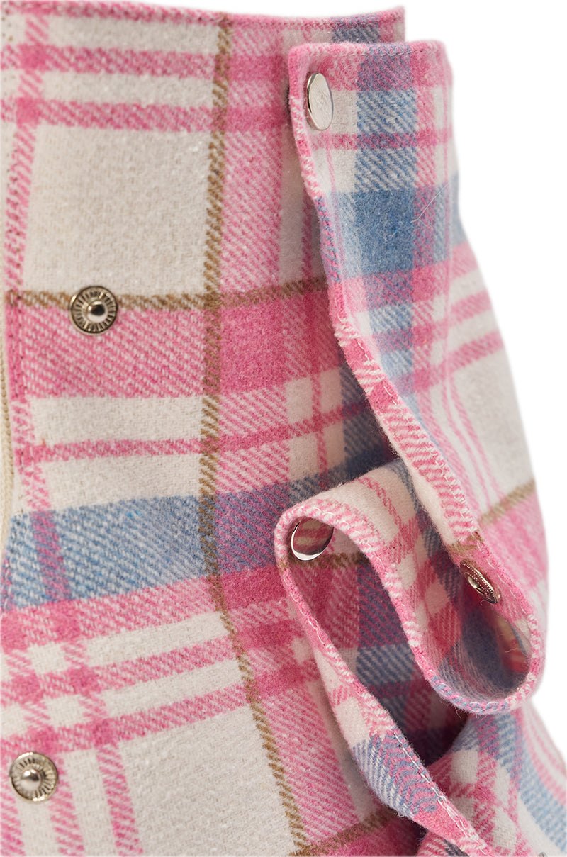 Cleo Plaid Snap Bootie - Pink Plaid