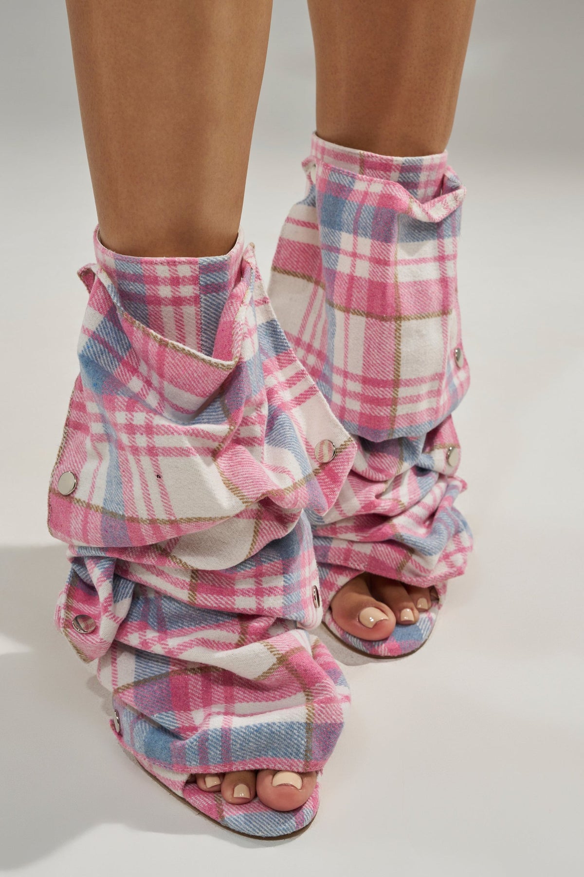 Cleo Plaid Snap Bootie - Pink Plaid