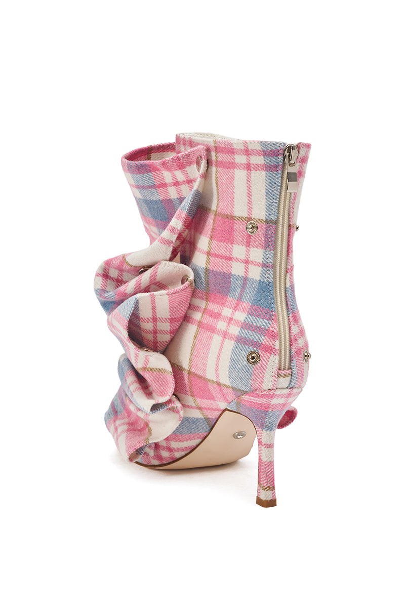 Cleo Plaid Snap Bootie - Pink Plaid