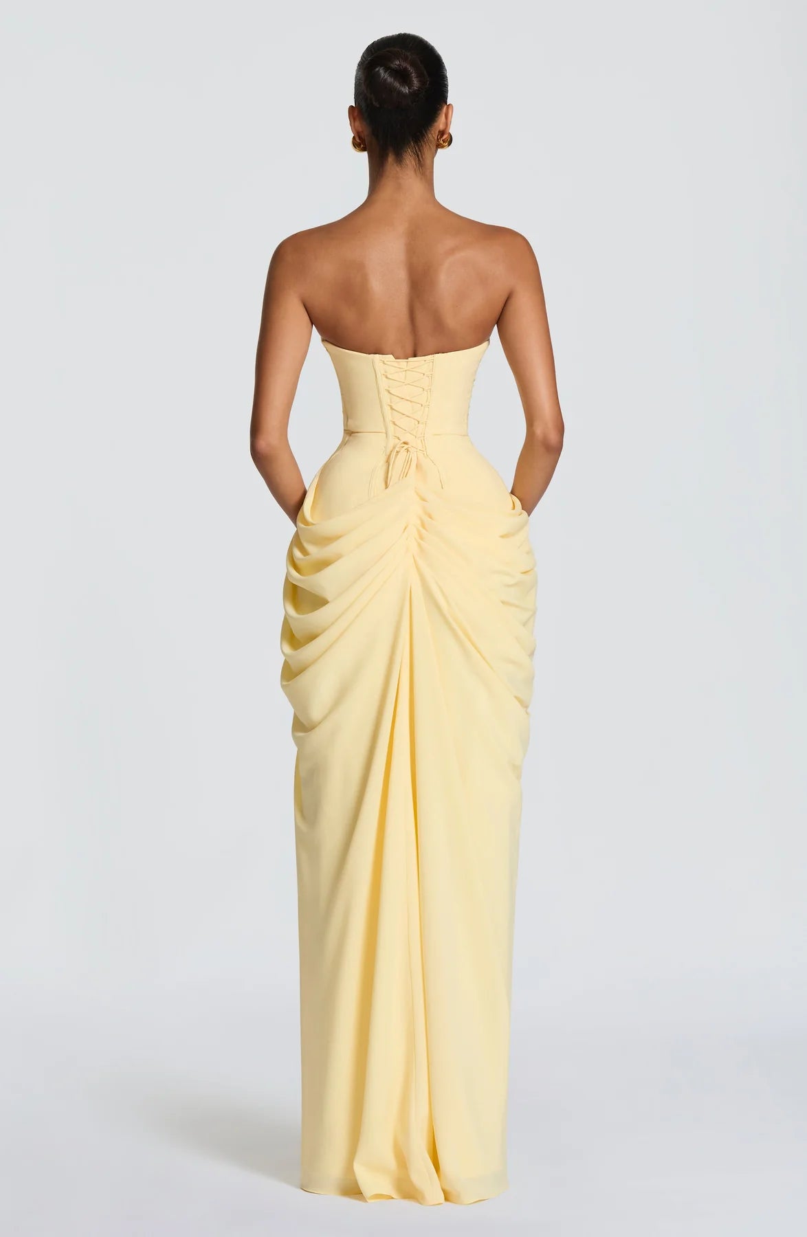 Strapless Draped Corset Maxi Dress