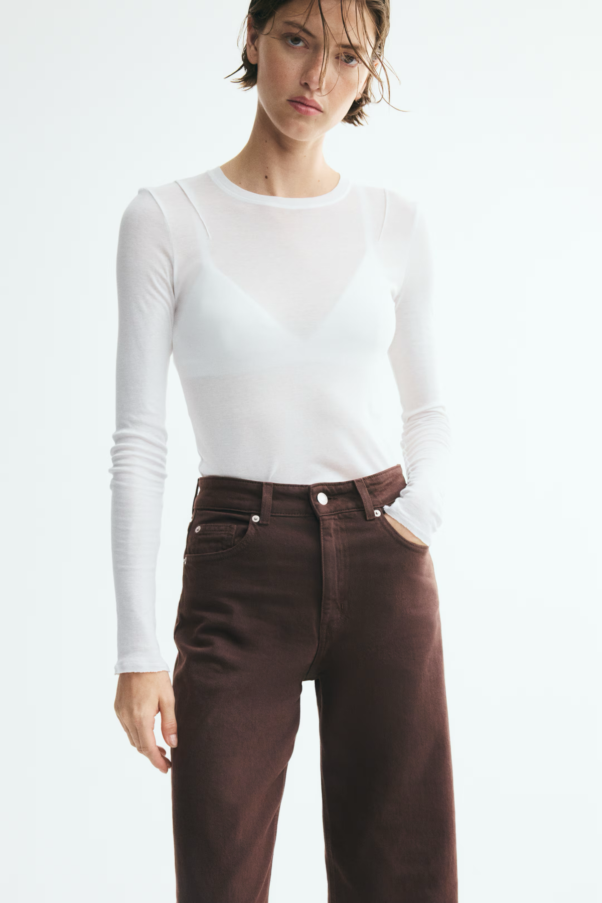 Chocolate Wide-Leg Jeans