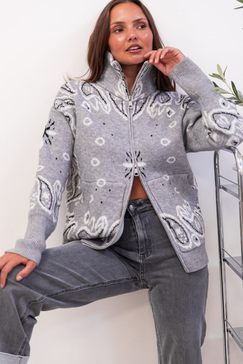 Bandana Zip Knit Jacket
