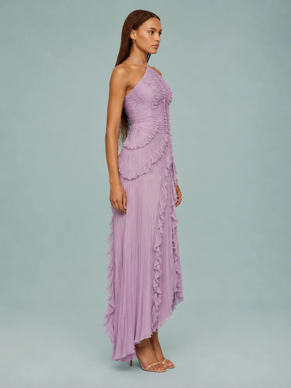 Aria Ruffle Halter Gown