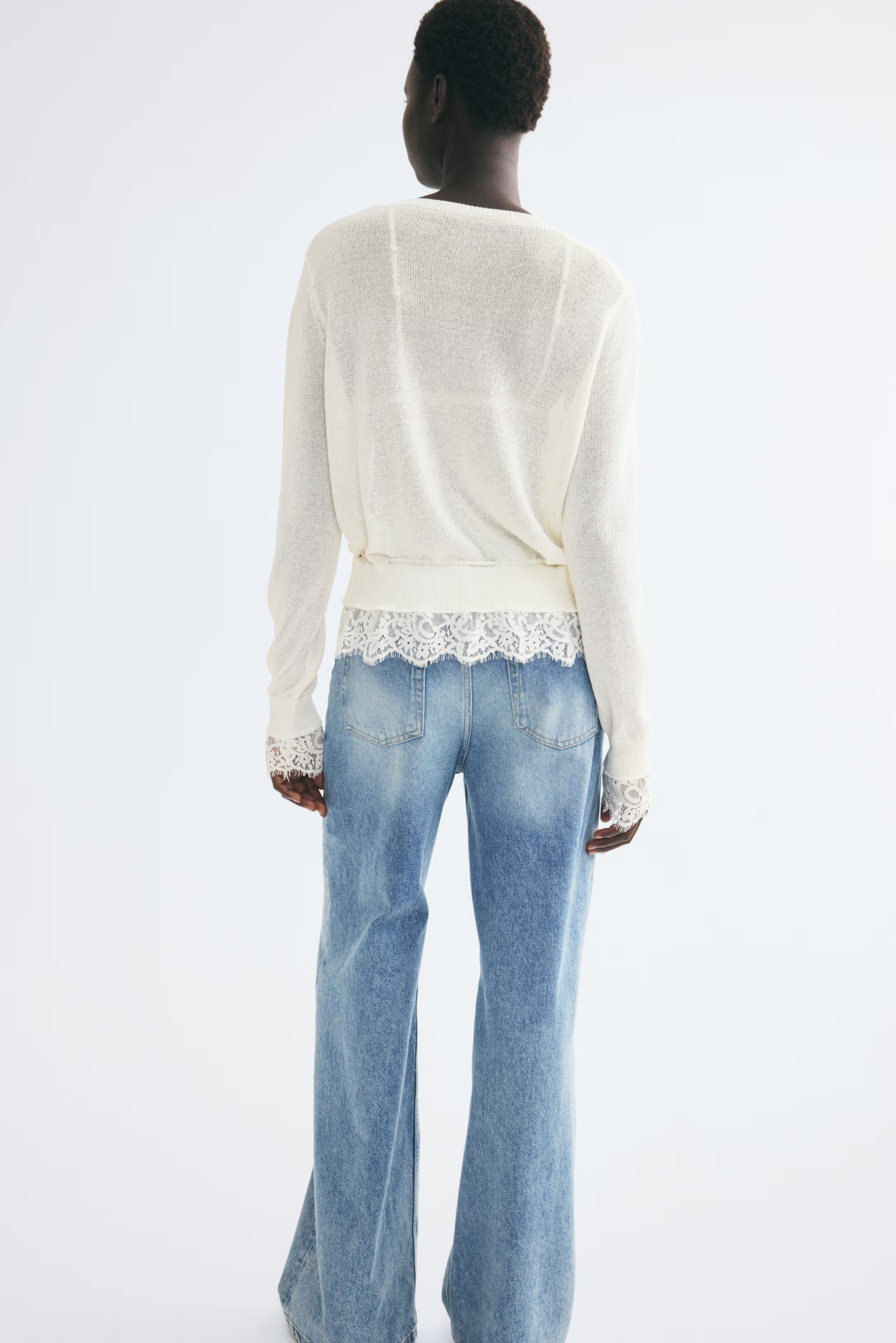Lace Trim Knit Cardigan
