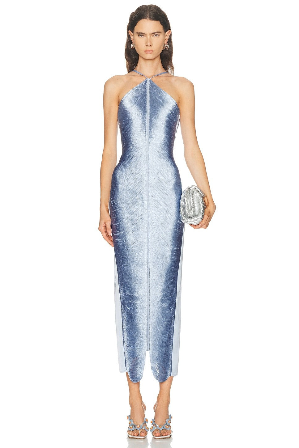 Isla Fringe Halter Maxi Dress - Coastal Blue