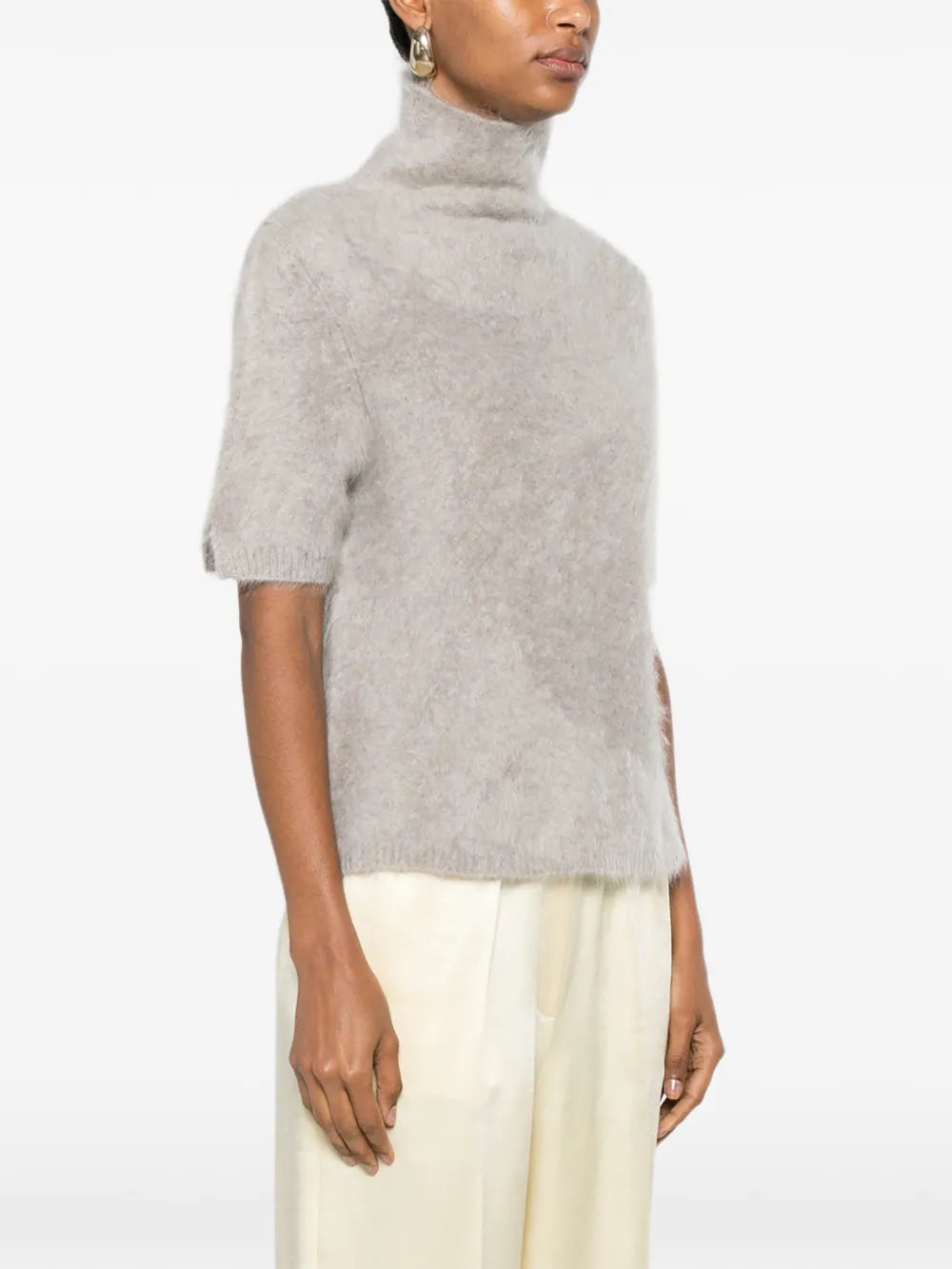 Cora Short Sleeve Turtleneck Sweater - Grey