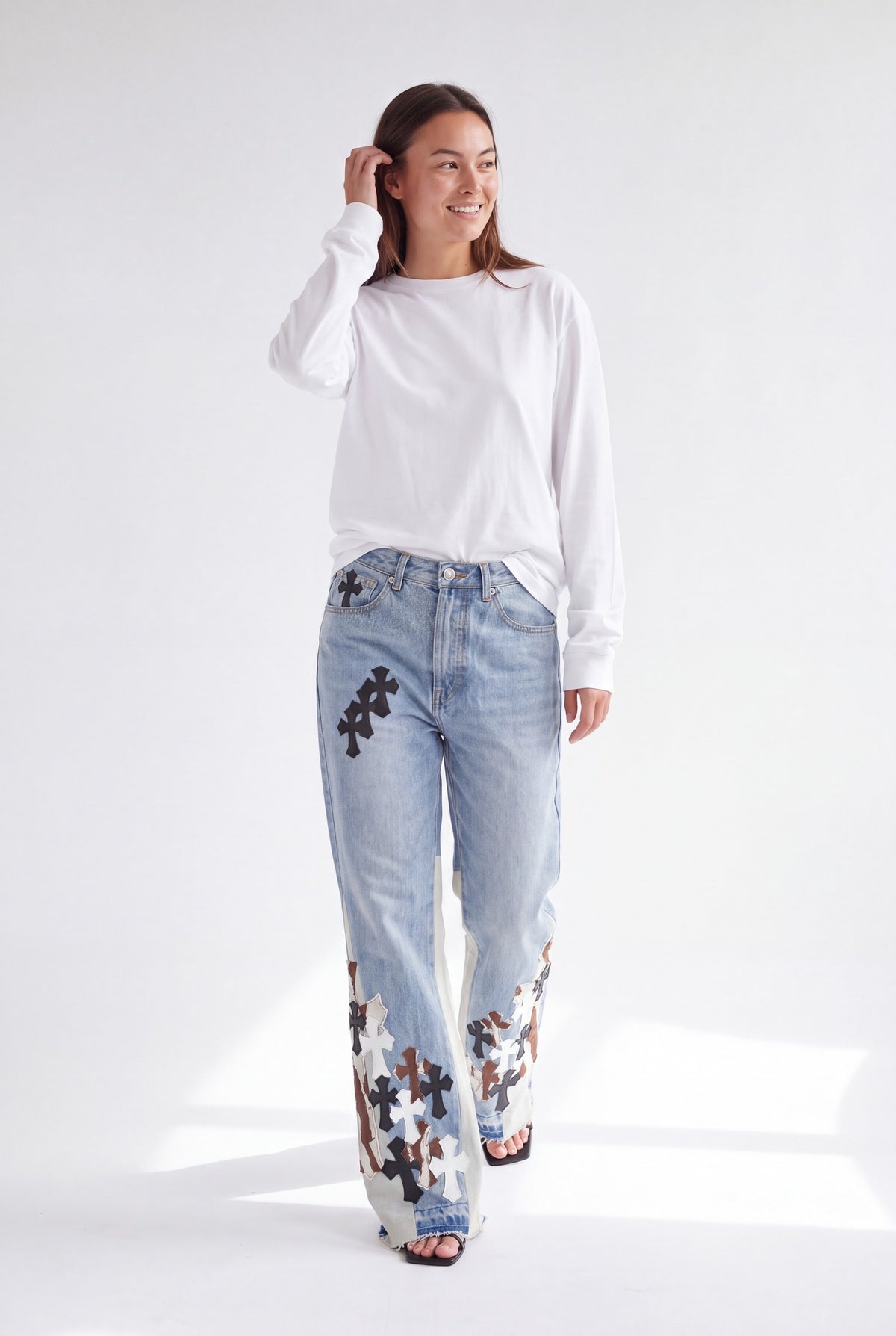Jade Patchwork Flare Jeans