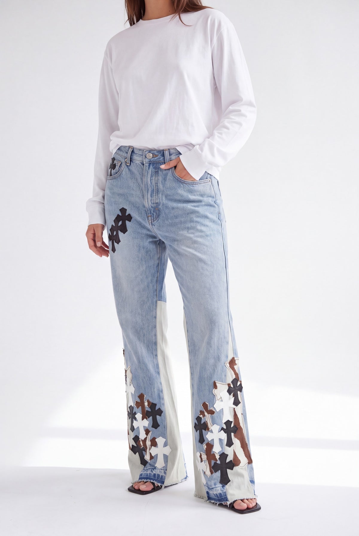 Jade Patchwork Flare Jeans