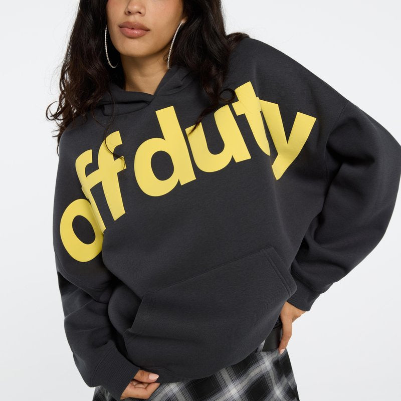 Jules Off Duty Oversized Graphic Hoodie - Dark Grey