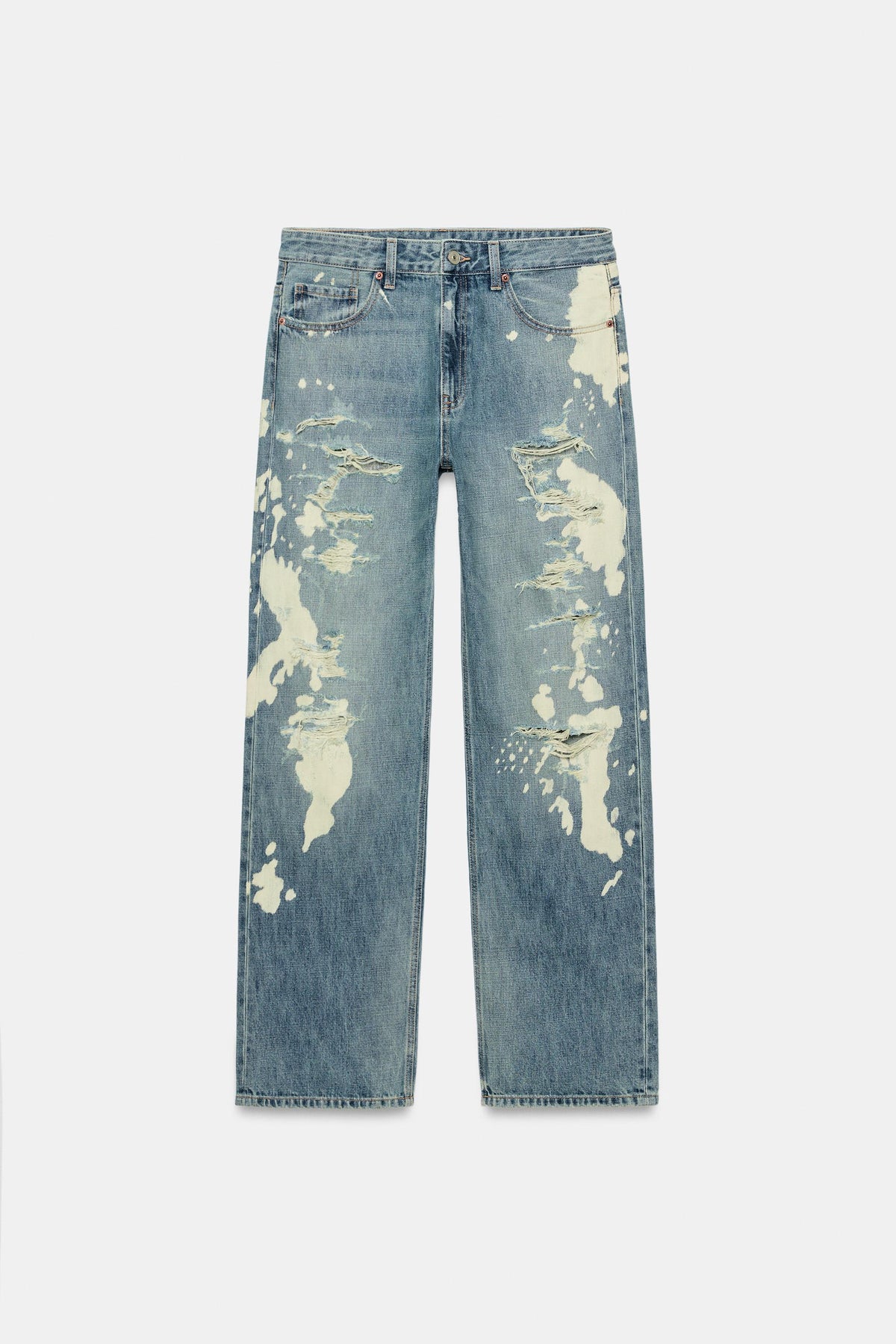 Kenzie Bleach Splatter Boyfriend Jeans - Light Blue