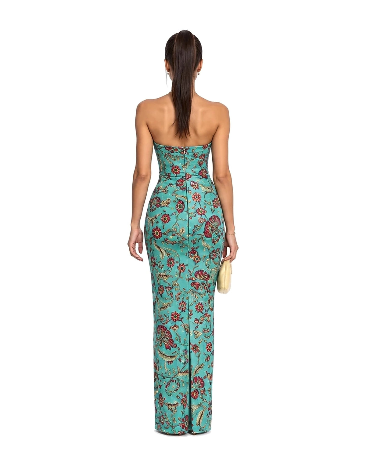 Leila Floral Strapless Column Maxi Dress
