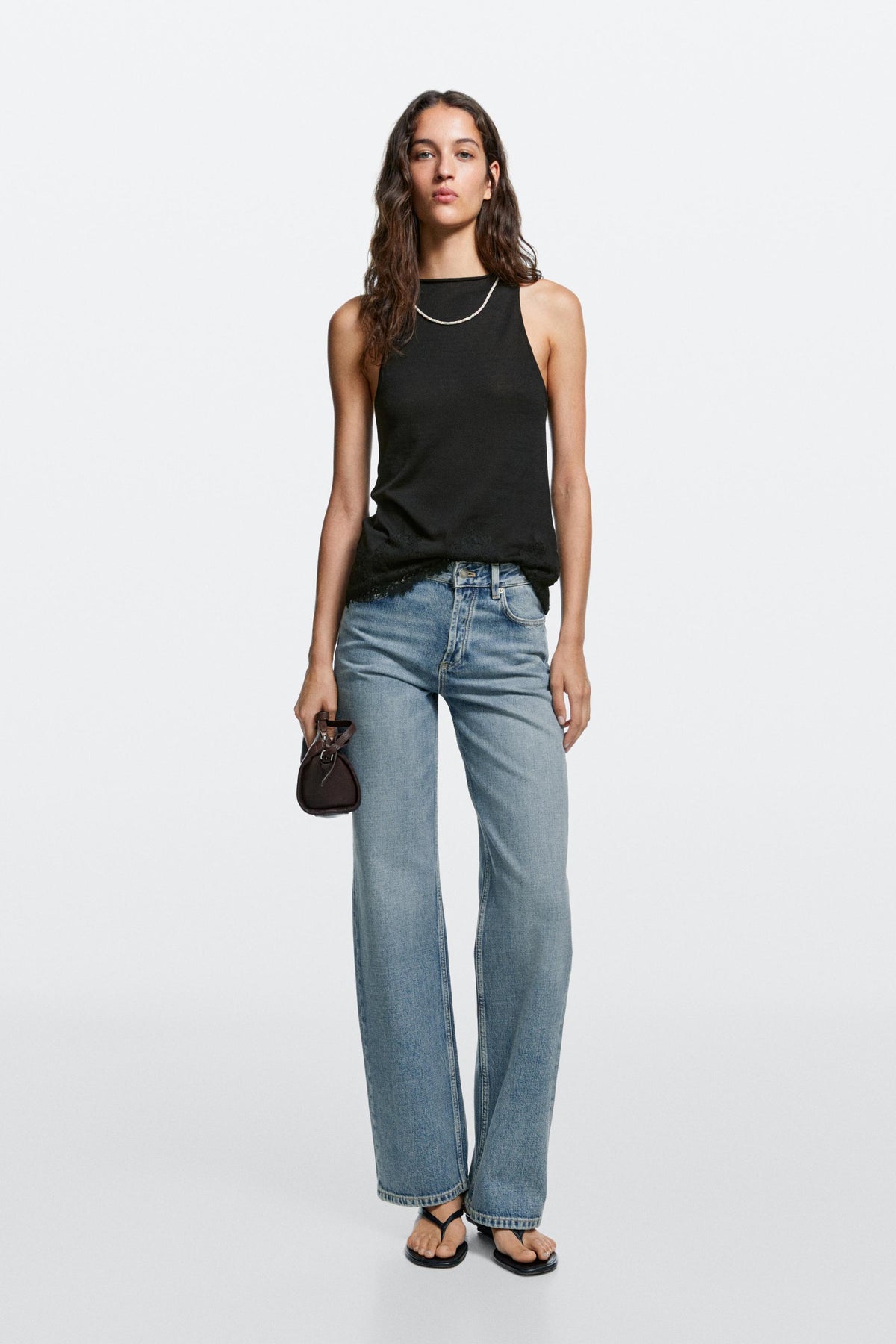 Lena Light Wash Mid Rise Wide Leg Jeans - Light Blue