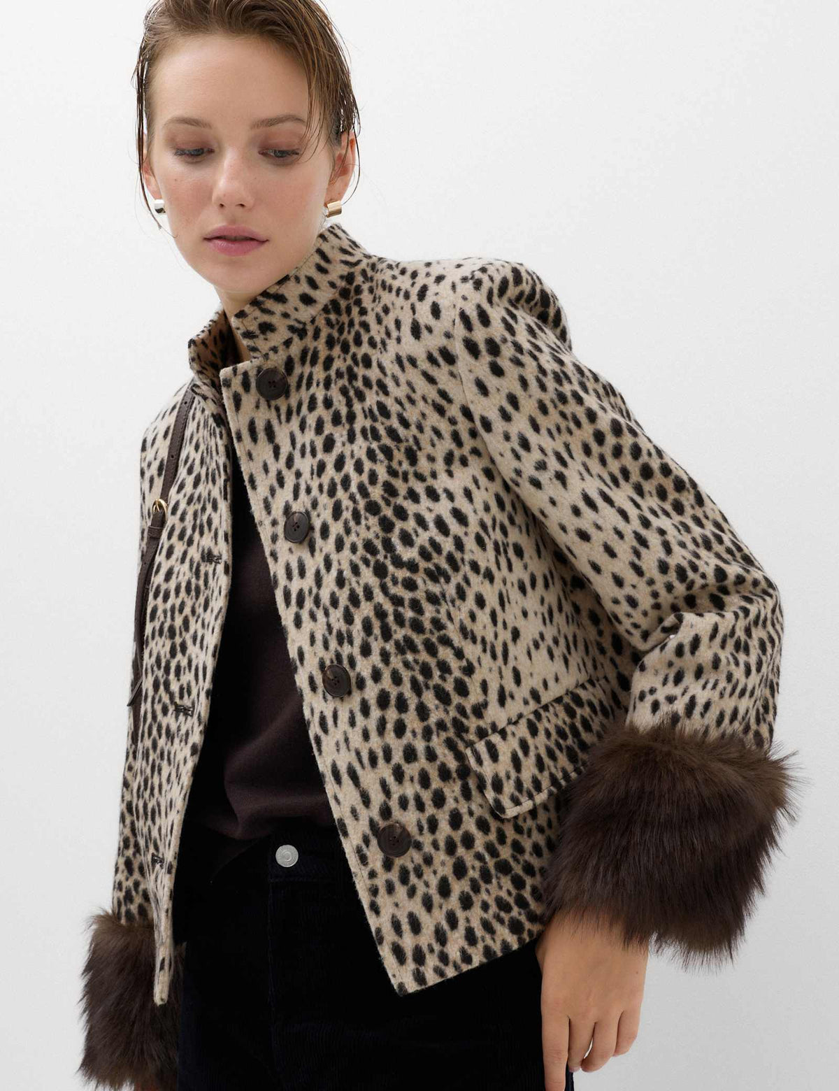 Leona Leopard Funnel Neck Jacket - Leopard