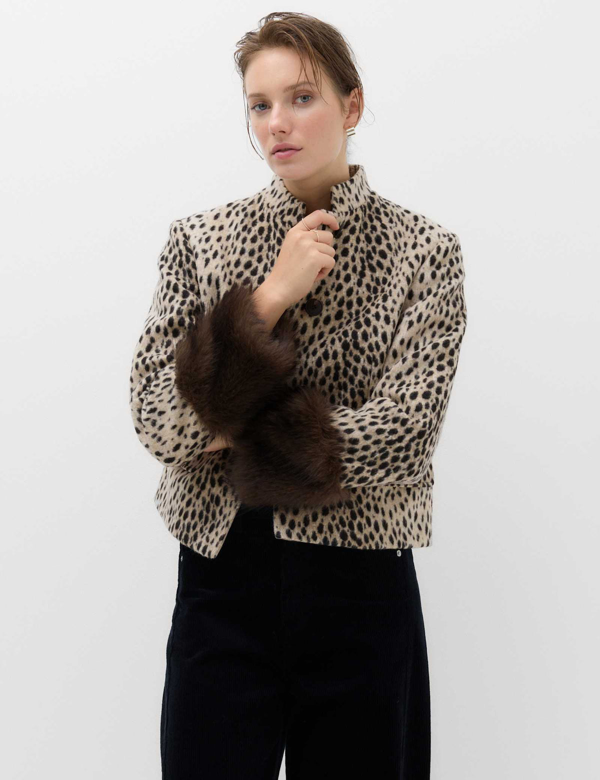 Leona Leopard Funnel Neck Jacket - Leopard