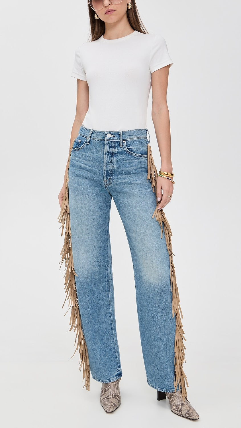 Fringe Wide-Leg Jeans