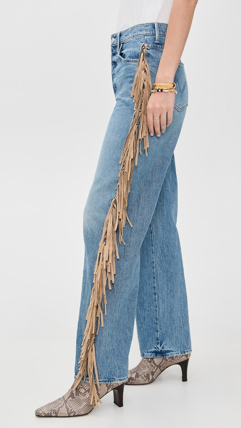 Fringe Wide-Leg Jeans