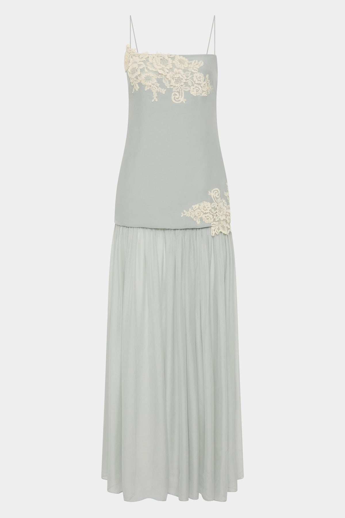 Noelle Lace Drop Waist Maxi Dress - Powder Blue