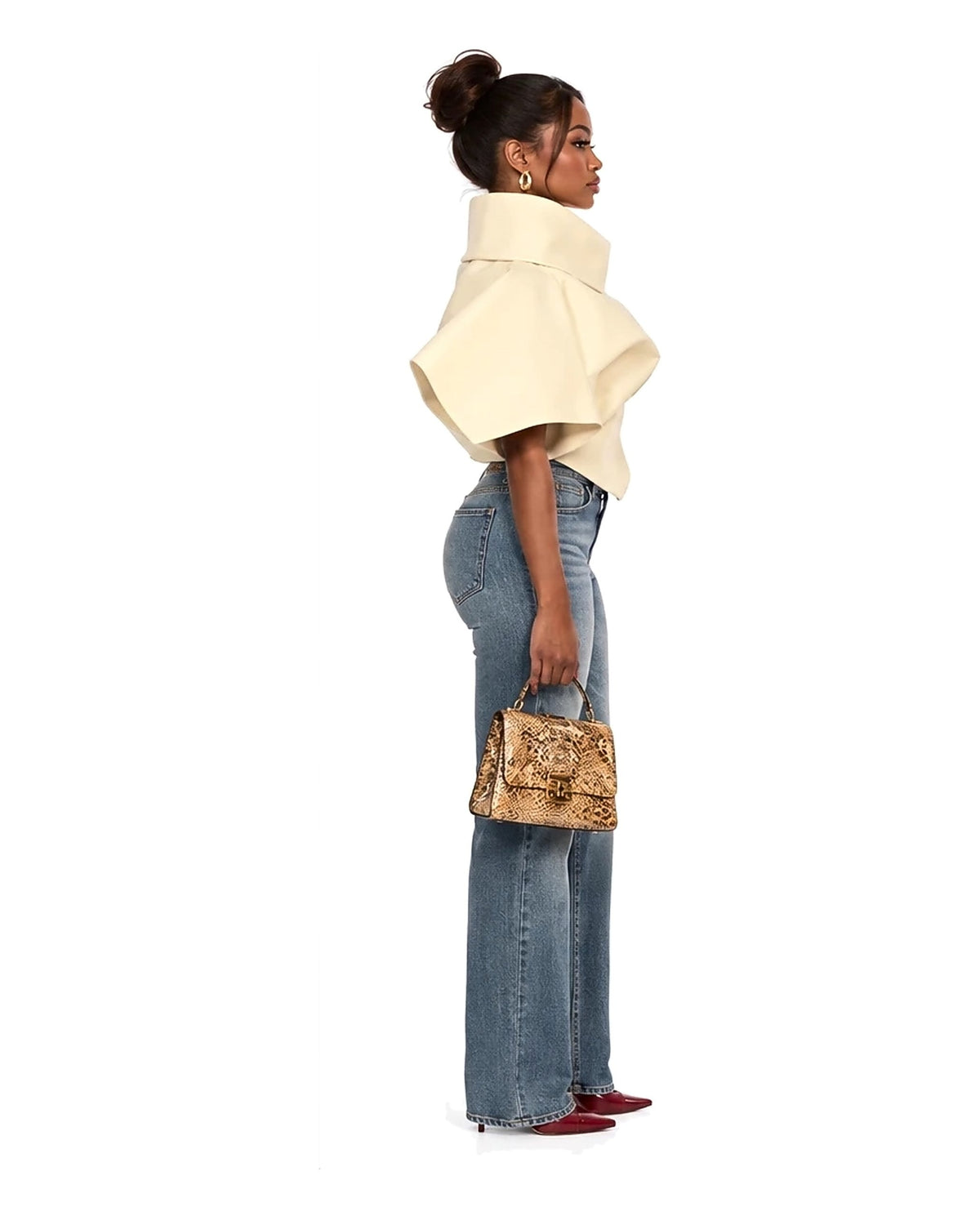 Odile Sculpted Funnel Collar Cape Top