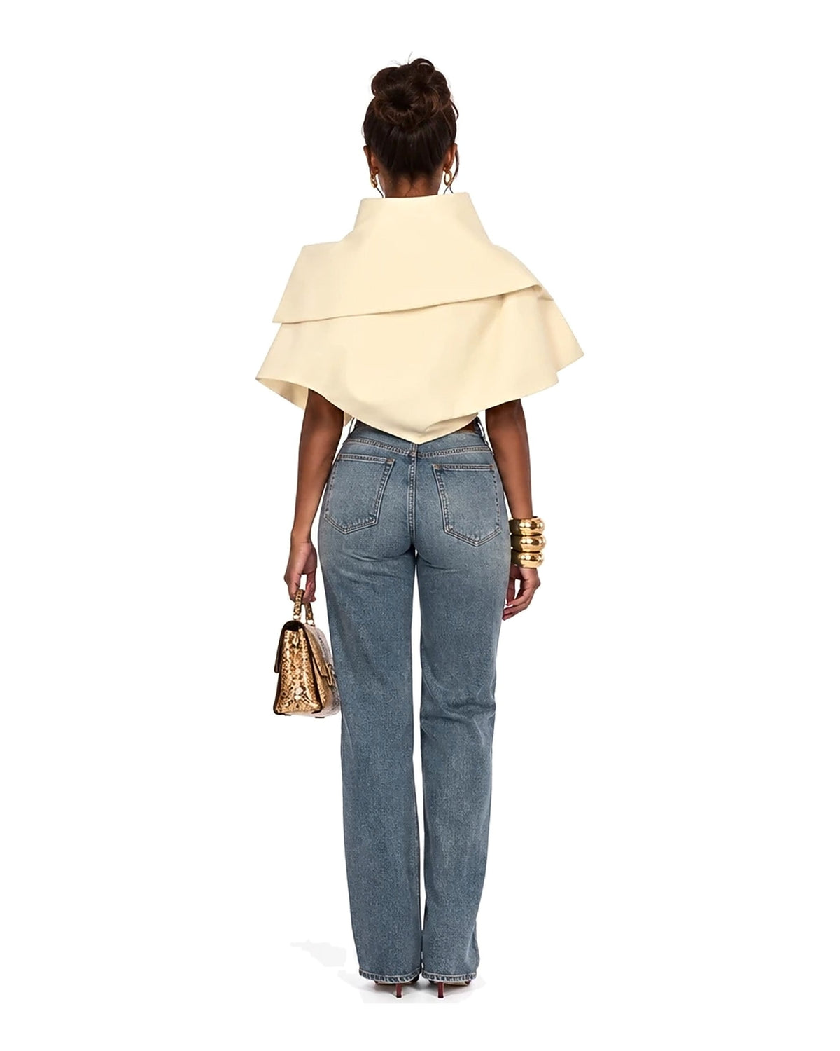 Odile Sculpted Funnel Collar Cape Top