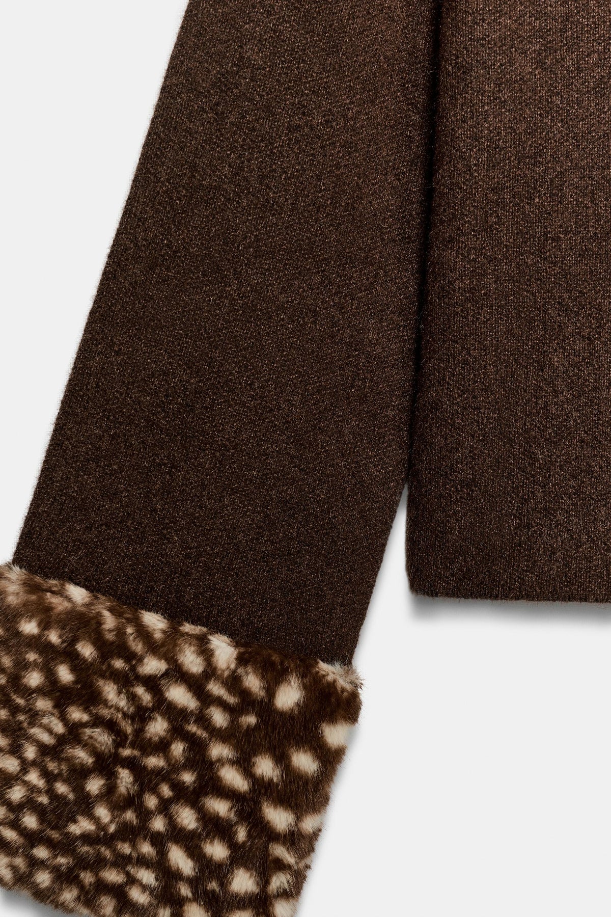 Romy Faux Fur Trim Knit Cardigan - Brown