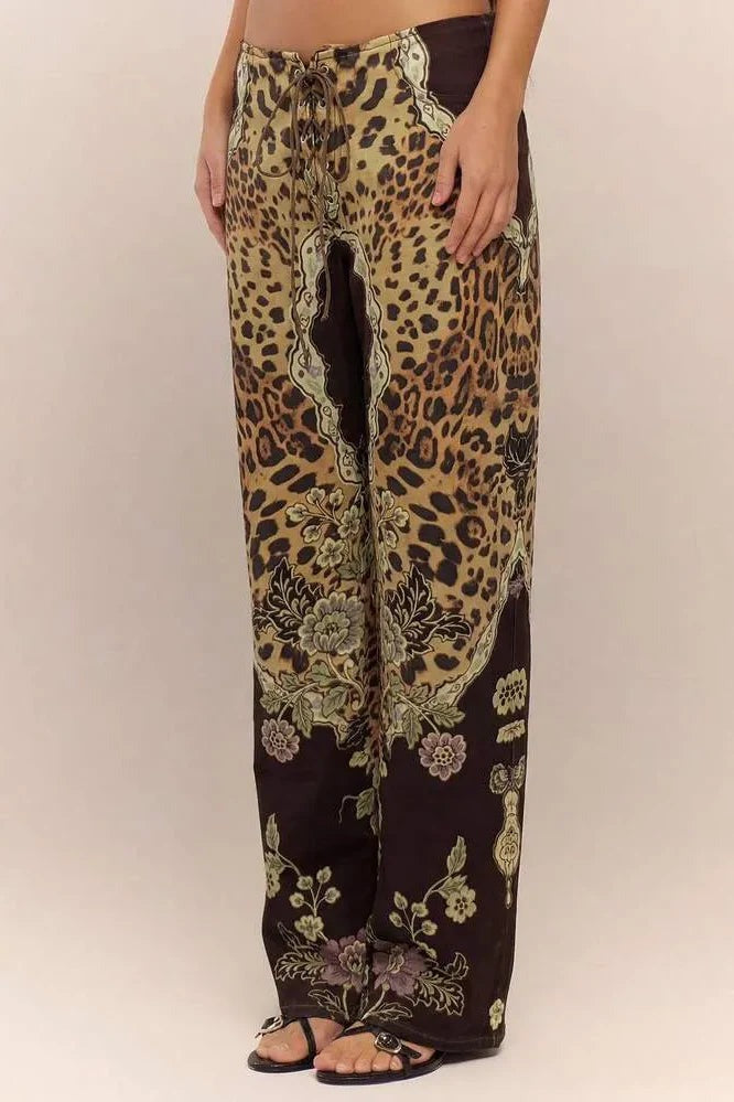 Savannah Leopard Lace-Up Pants - Leopard