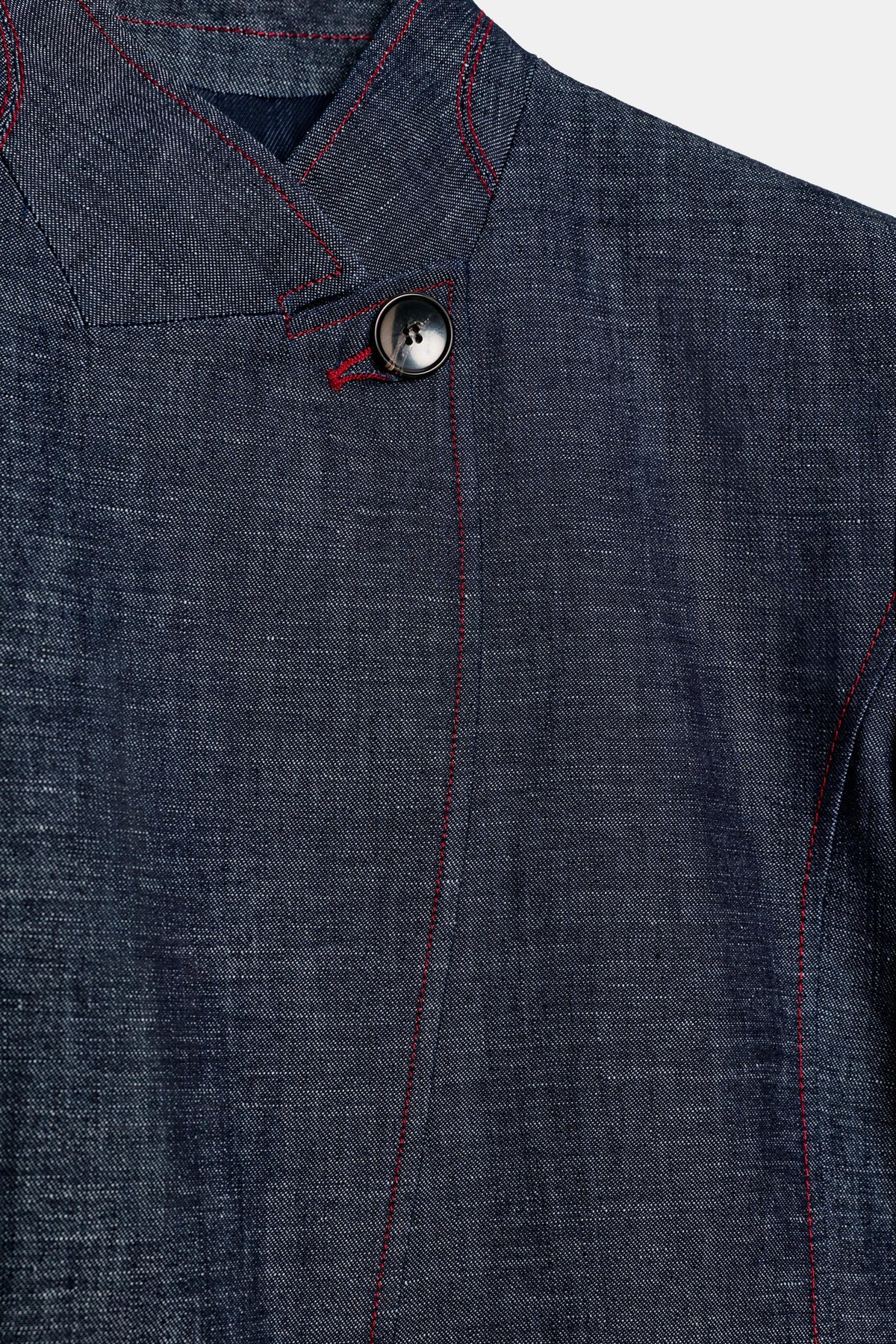 Selena Linen Blend Cropped Jacket - Indigo