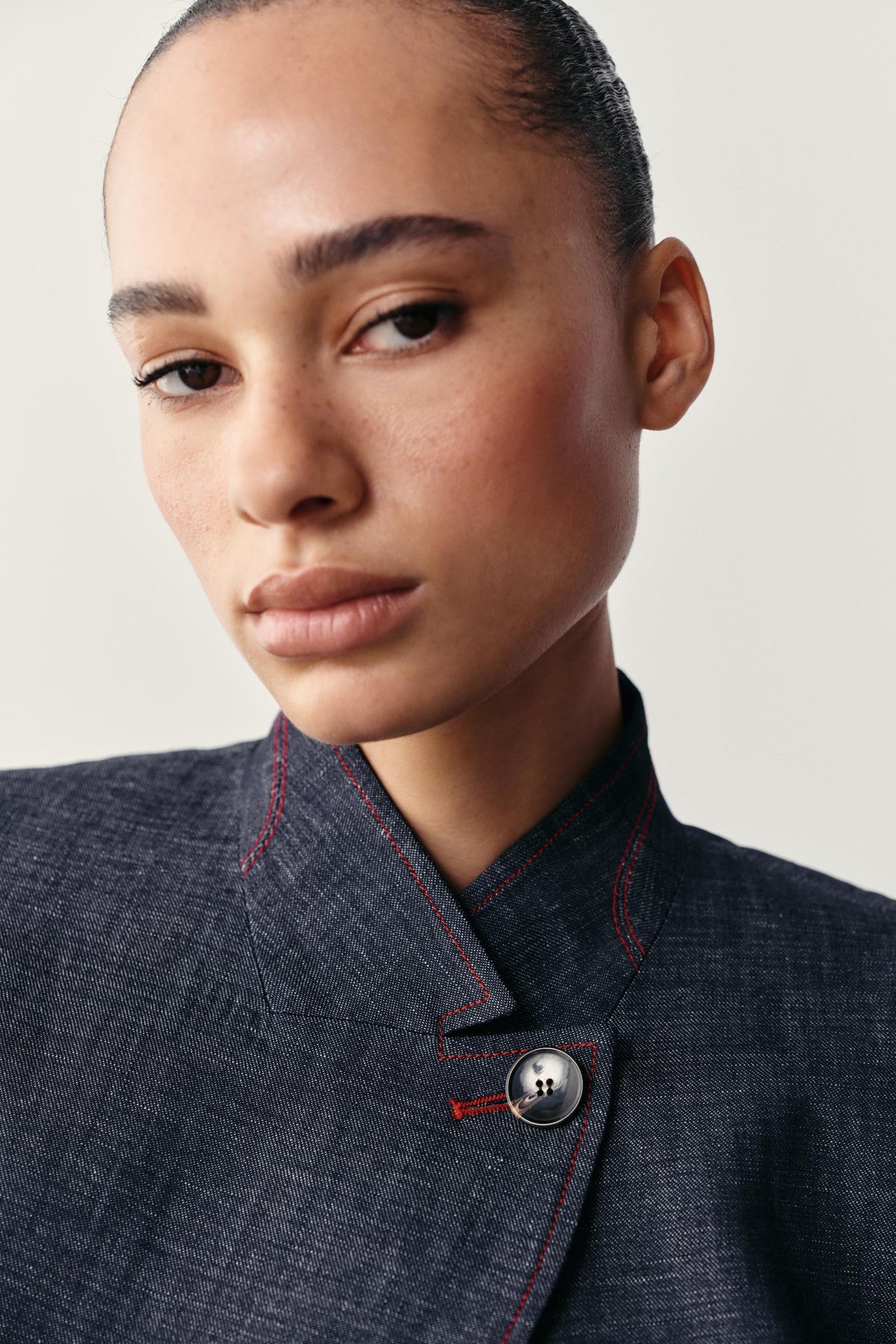 Selena Linen Blend Cropped Jacket - Indigo