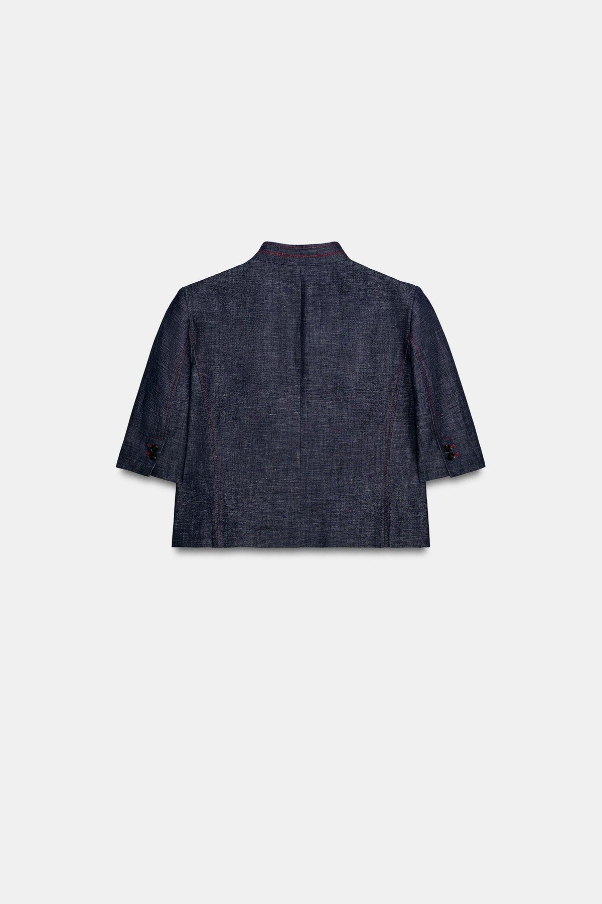 Selena Linen Blend Cropped Jacket - Indigo