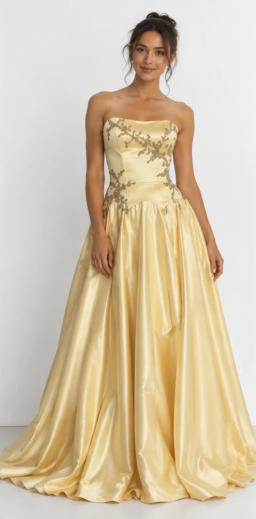 Seraphine Embroidered Satin Corset Ball Gown