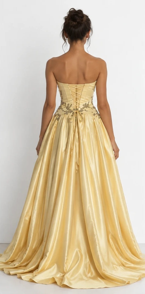 Seraphine Embroidered Satin Corset Ball Gown