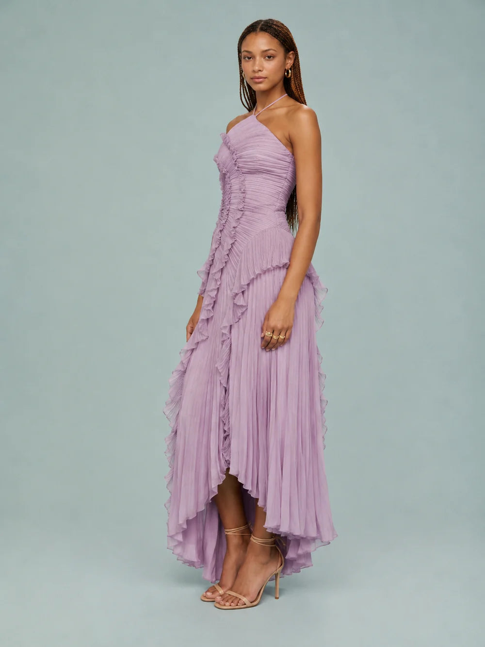 Aria Ruffle Halter Gown
