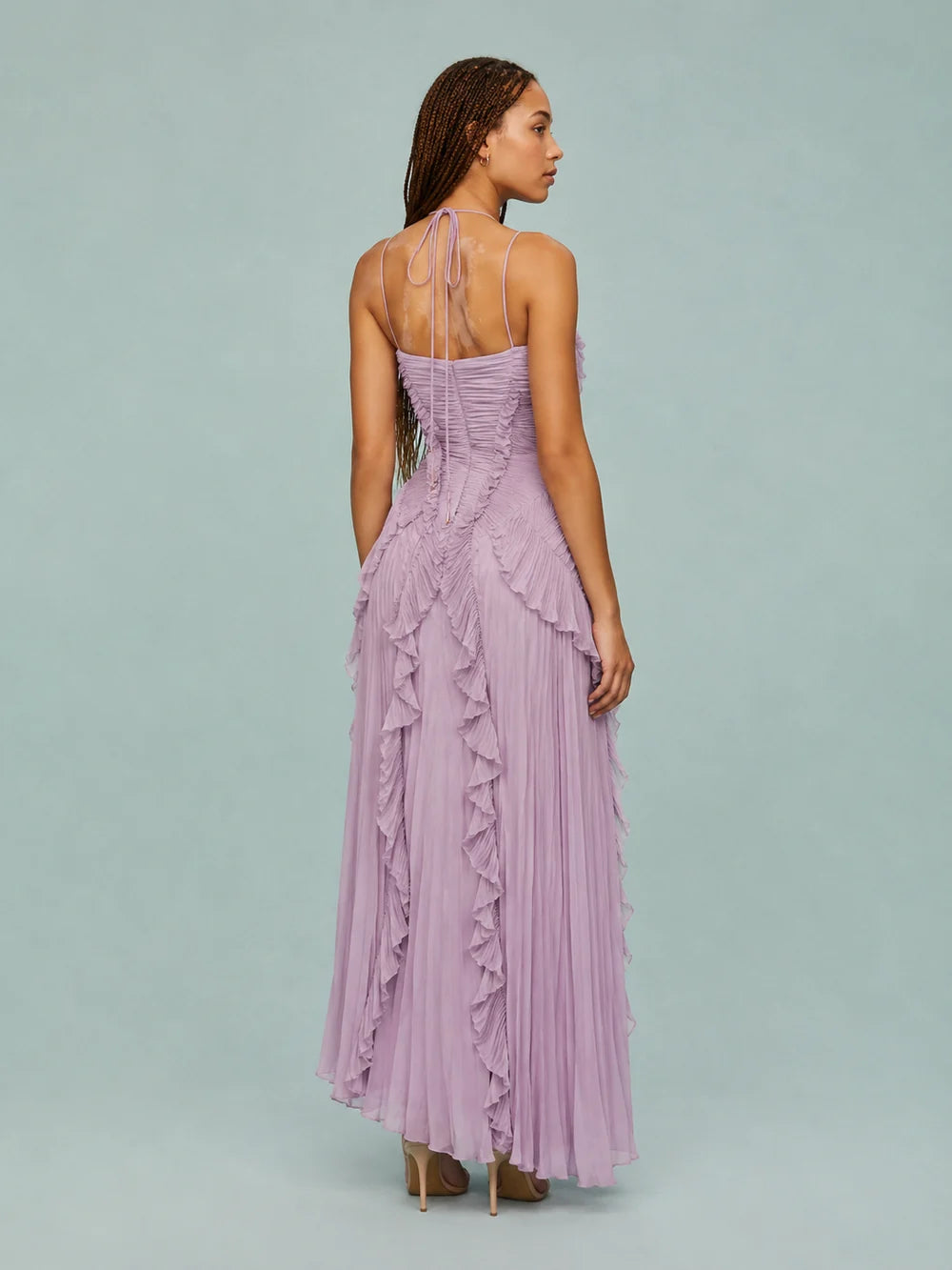 Aria Ruffle Halter Gown