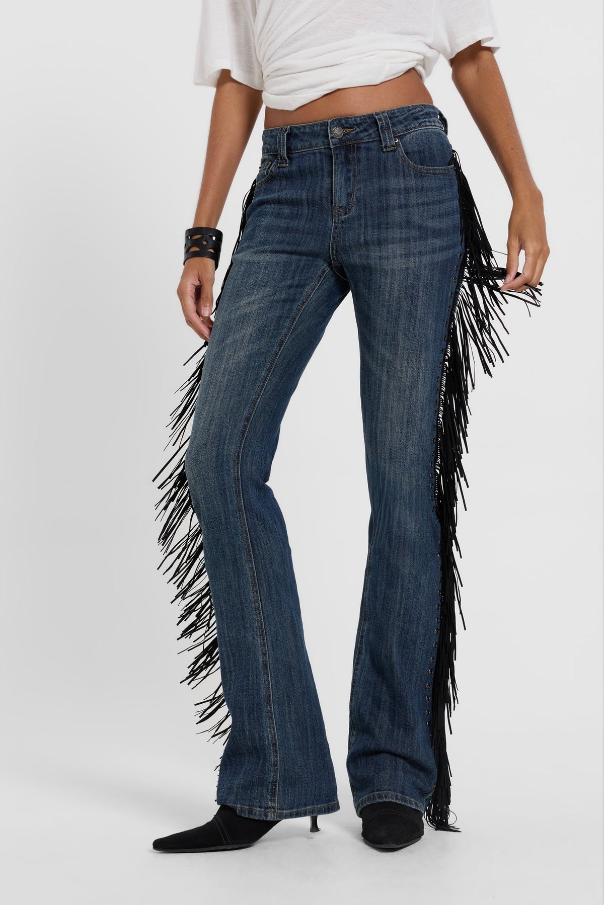 Sierra Fringe Bootcut Jeans - Blue Wash