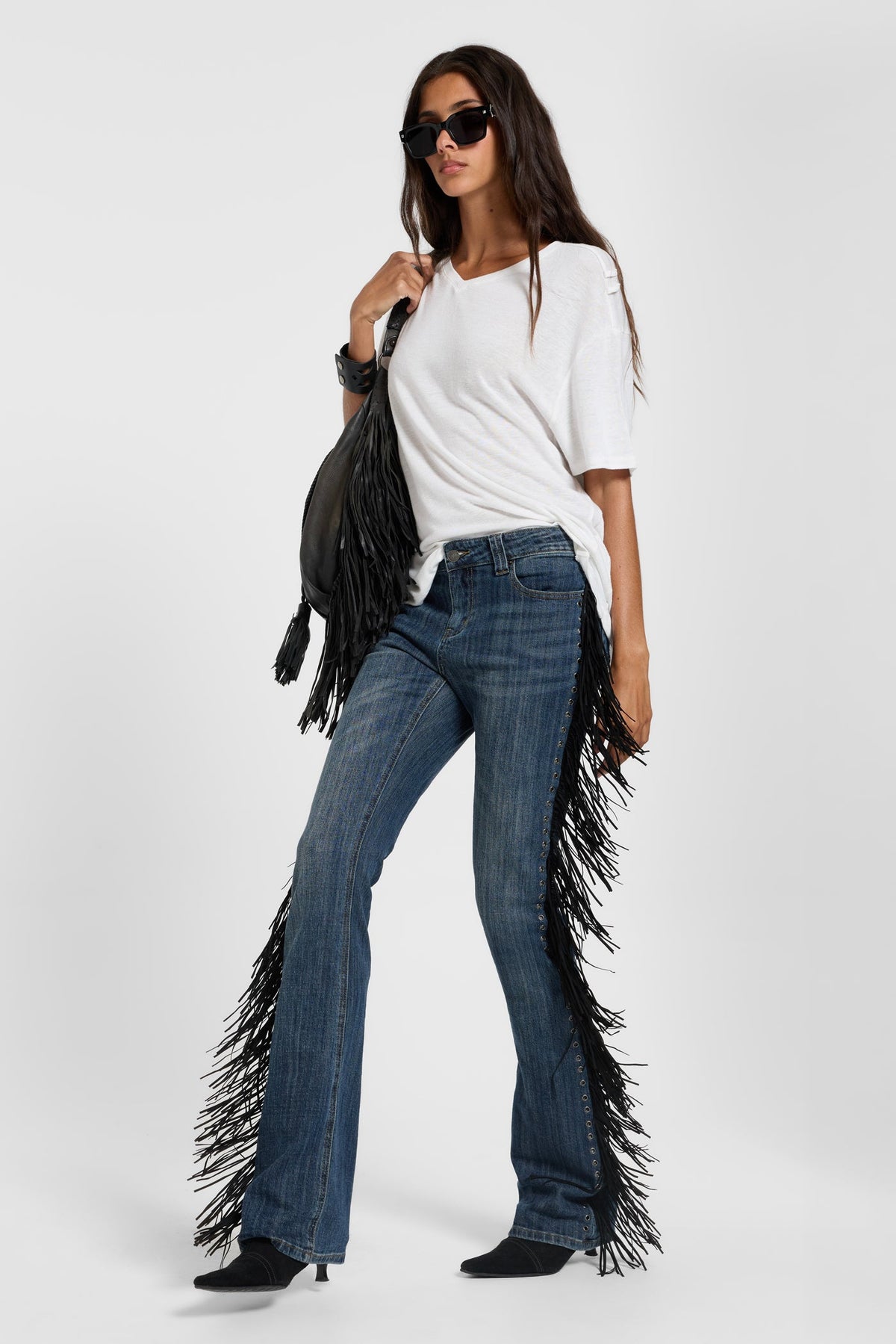 Sierra Fringe Bootcut Jeans - Blue Wash