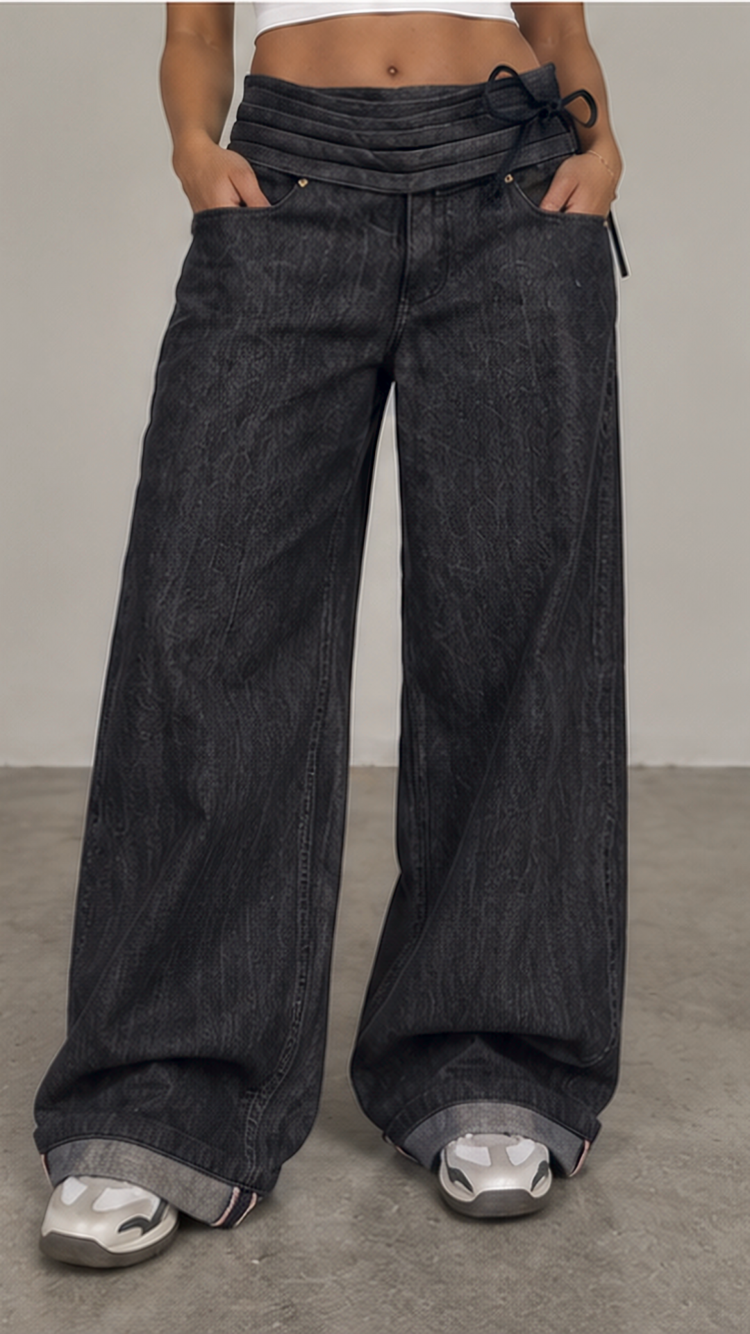 Nova Pleated Waist Baggy Jeans