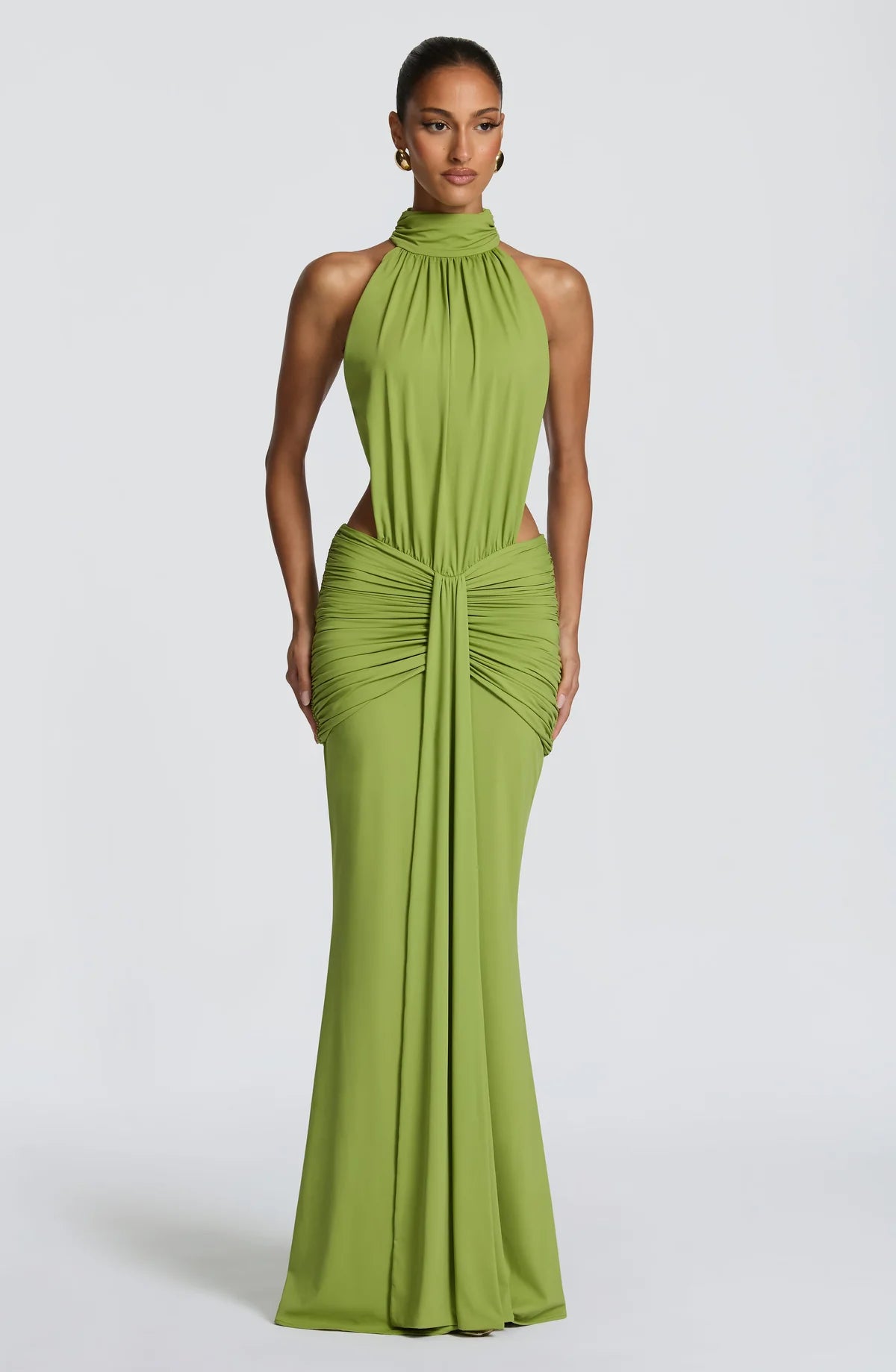Olivia Halter Ruched Maxi Dress