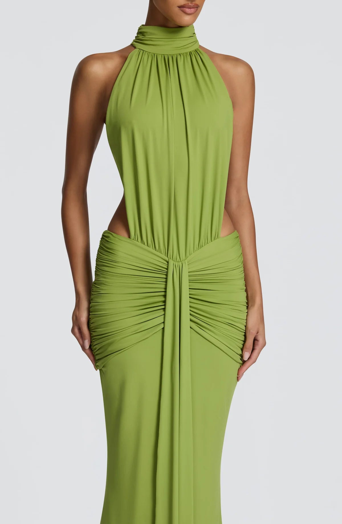 Olivia Halter Ruched Maxi Dress