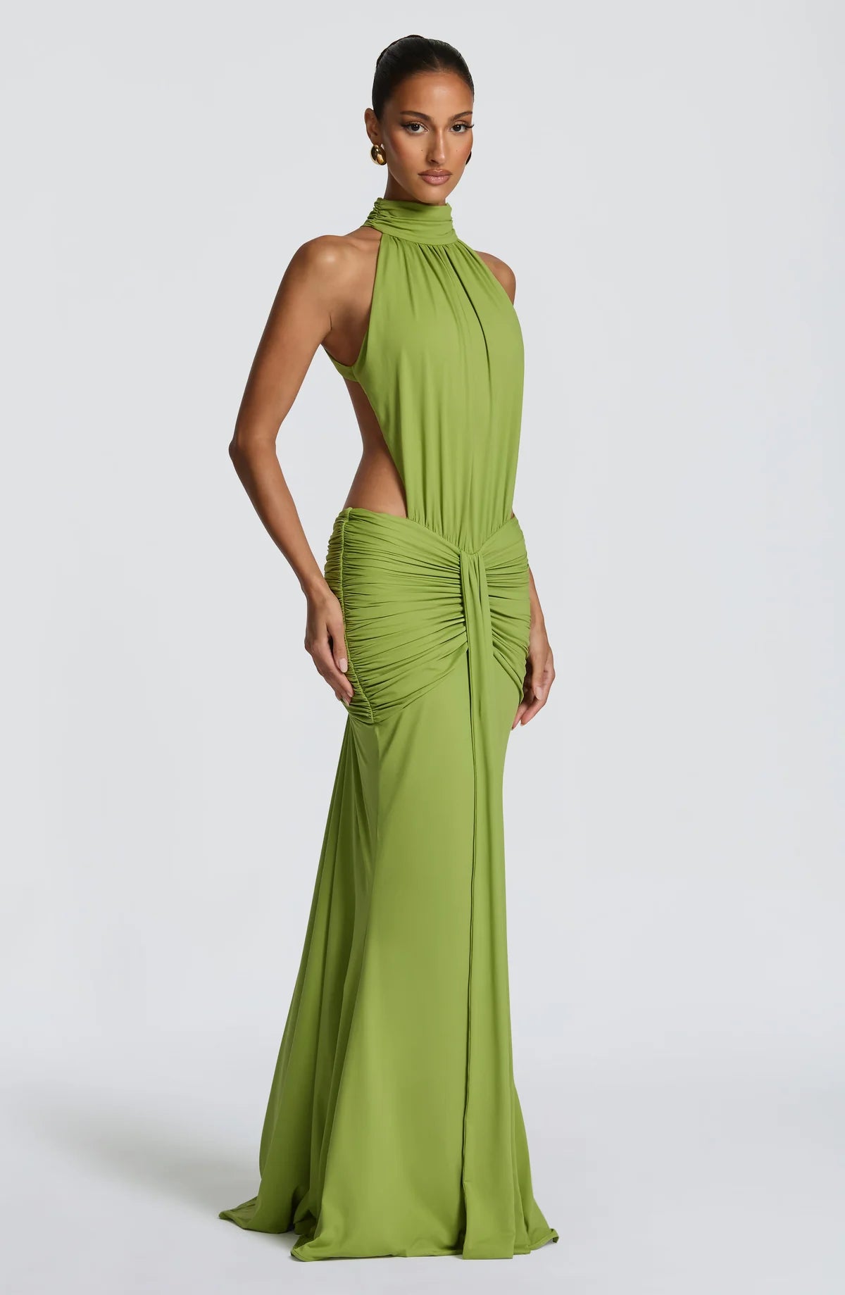Olivia Halter Ruched Maxi Dress