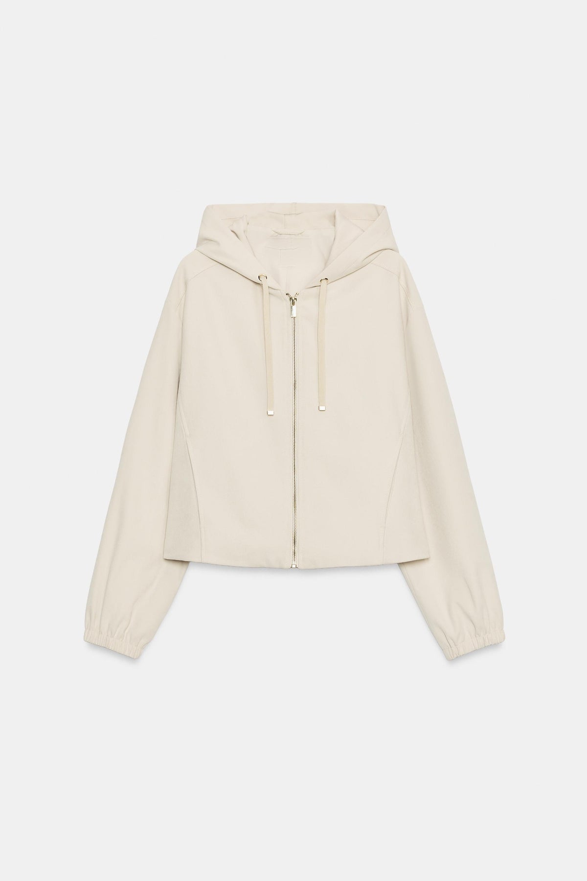 Cream Zip Hoodie & Wide-Leg Pants Set