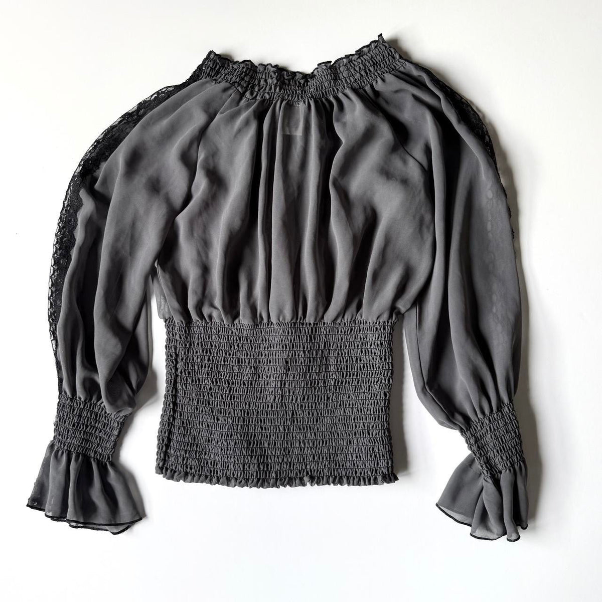 Wren Lace Trim Smocked Corset Blouse